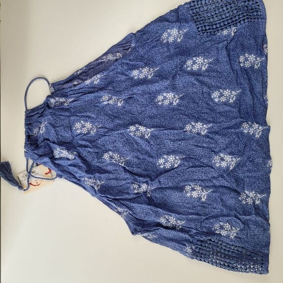 Blue Halter Smocked Tank Top - Picture 7 of 10